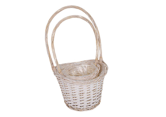 Set 2 Cosuri din Rachita, Forma Lingou de Aur, Alb