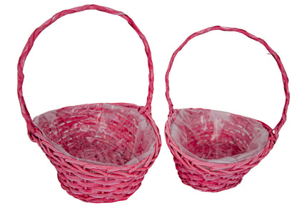 Set 2 Cosuri din Rachita, Forma de Munte, Roz Inchis