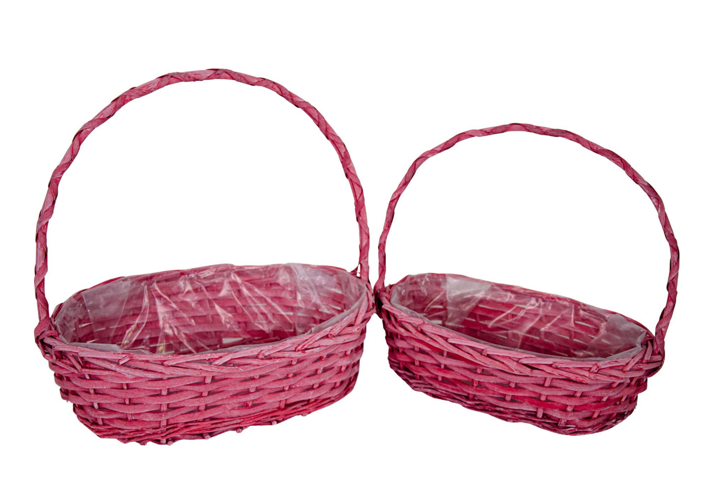 Set 2 Cosuri din Rachita Forma Ovala Roz Inchis