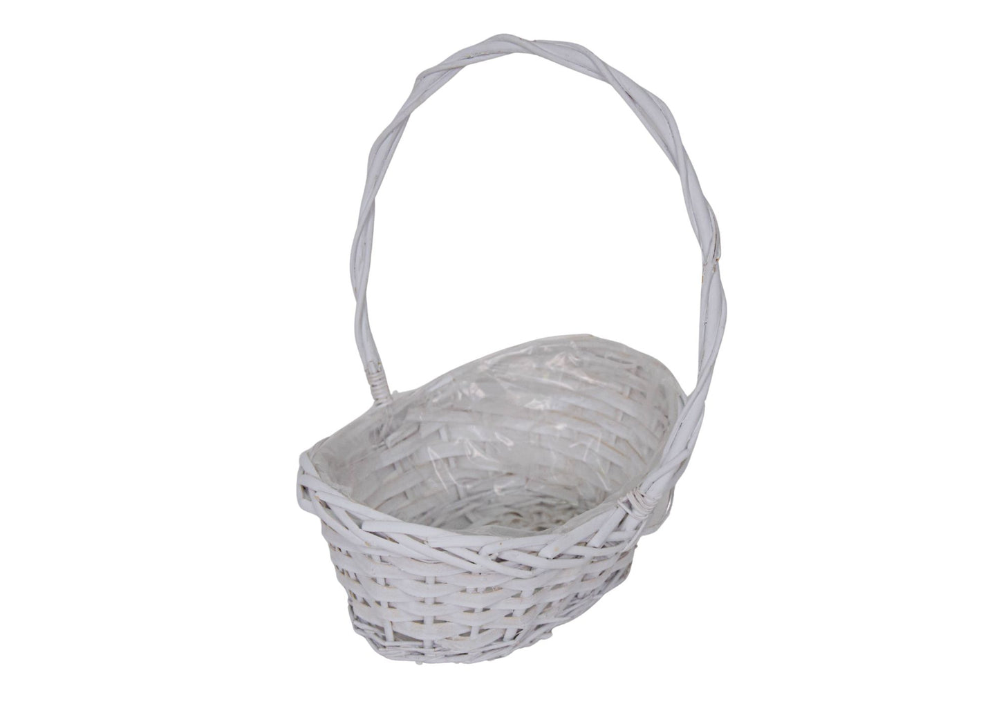 Cos din Rachita cu Aschii de Lemn Forma de Barca Alb