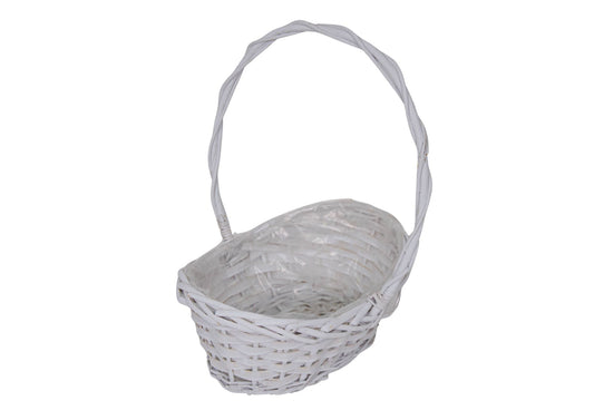 Cos din Rachita cu Aschii de Lemn Forma de Barca Alb