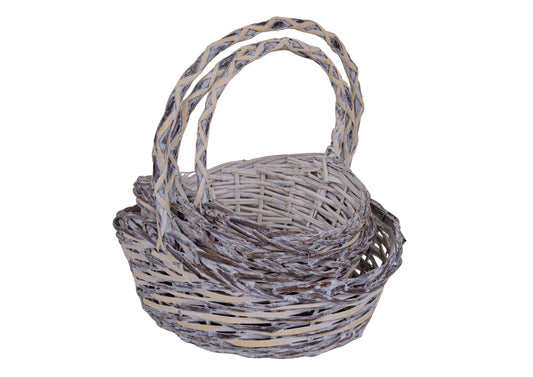 Set 3 Cosuri din Rachita Neprelucrata cu Cateva Rachite Curatate Forma de Munte