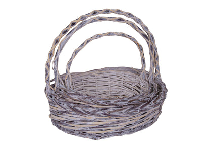 Set 3 Cosuri din Rachita Neprelucrata cu Cateva Rachite Curatate Forma Ovala