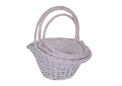 Set 3 Cosuri din Rachita Forma de Palarie Alb