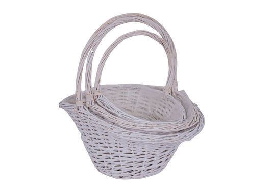 Set 3 Cosuri din Rachita Forma de Palarie Alb