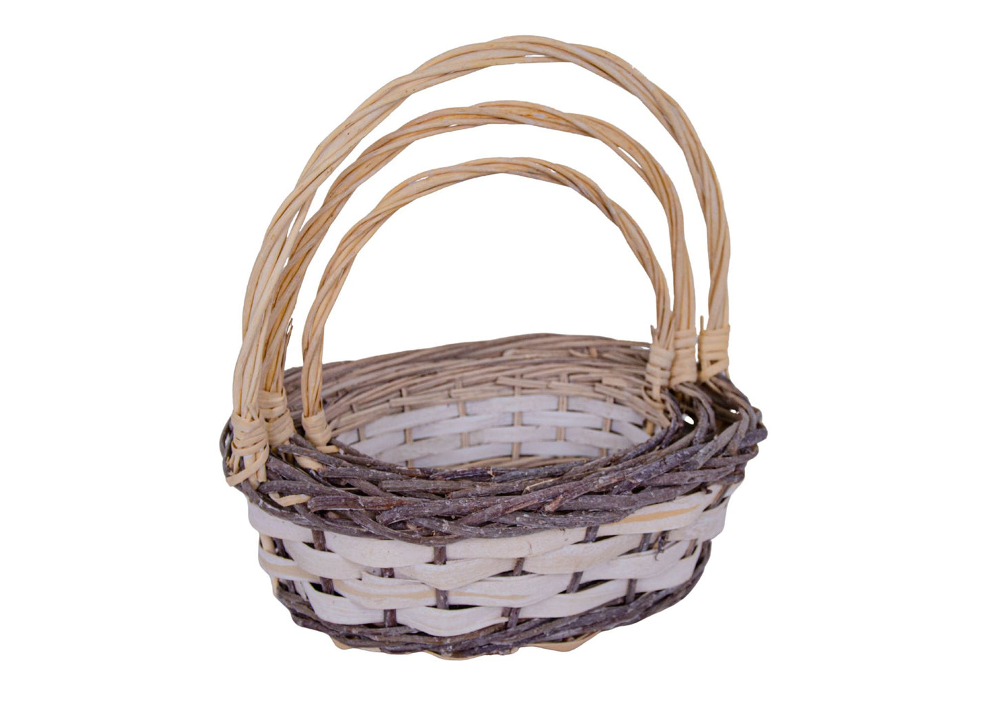 Set 3 cosuri din rachita ovale crem