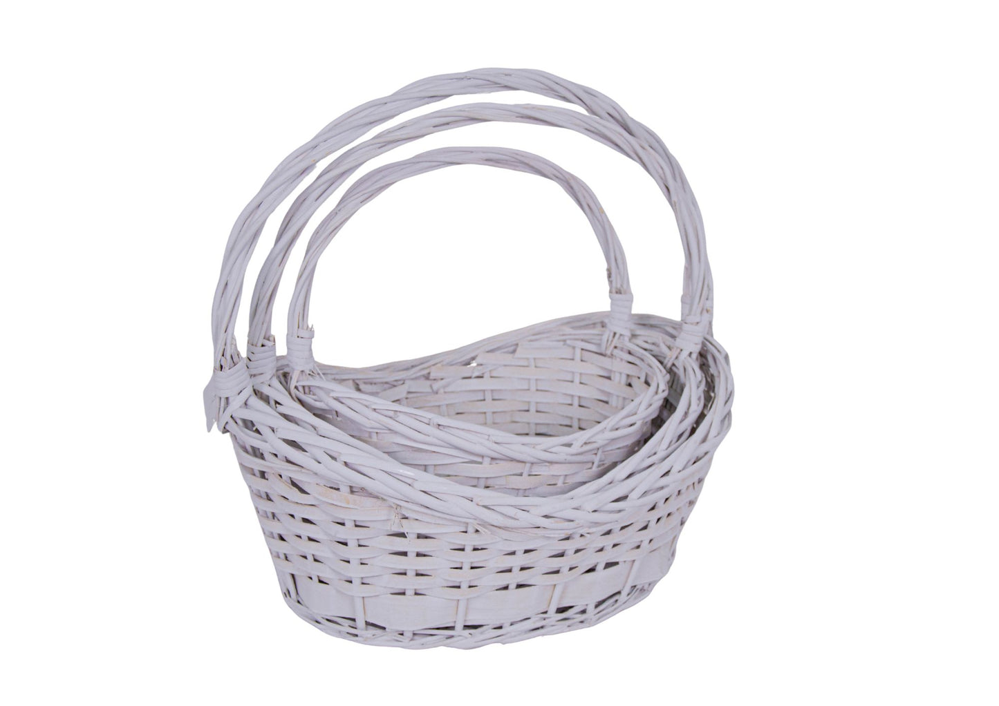 Set 3 Cosuri din Rachita Forma de Barca Alb