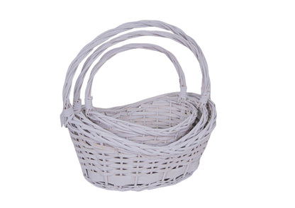 Set 3 Cosuri din Rachita Forma de Barca Alb