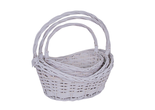 Set 3 Cosuri din Rachita Forma de Barca Alb