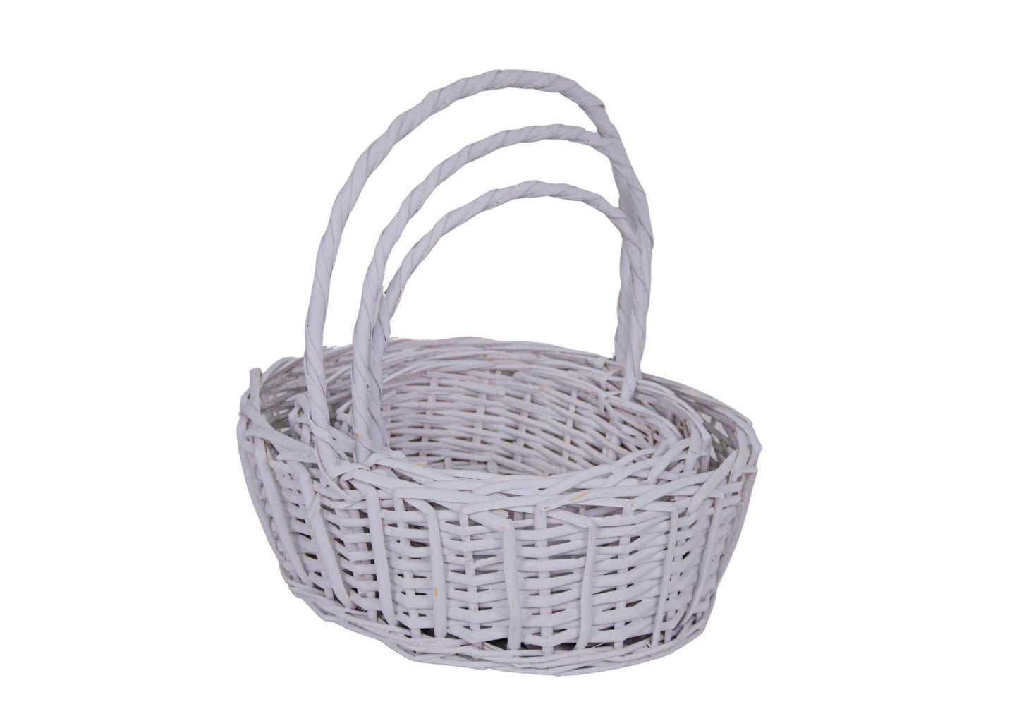 Set 3 Cosuri din Rachita Forma Ovala Alb