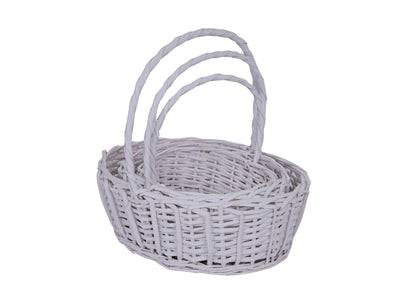 Set 3 Cosuri din Rachita Forma Ovala Alb