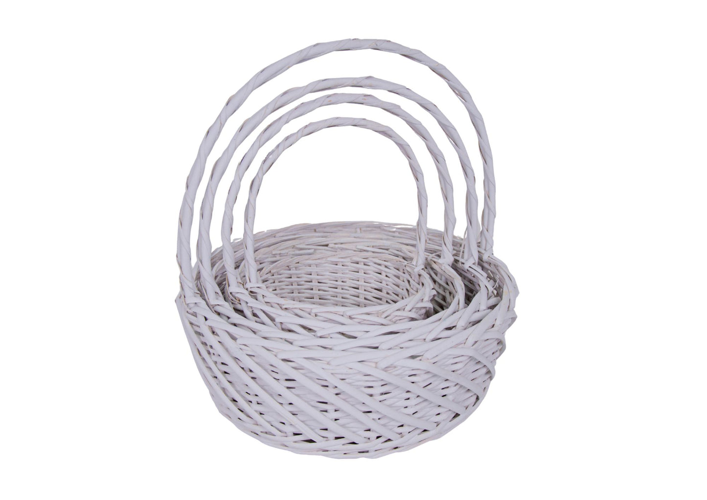 Set 4 Cosuri din Rachita Forma Rotunda Alb