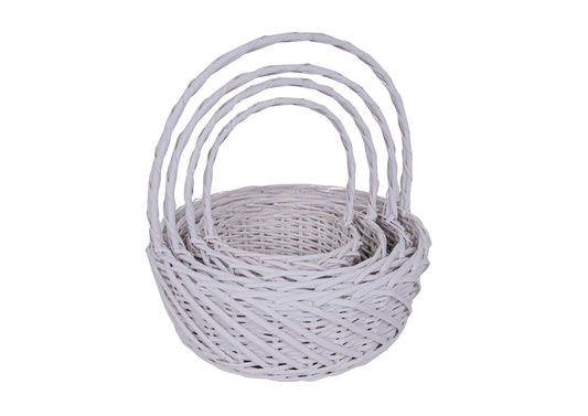 Set 4 Cosuri din Rachita Forma Rotunda Alb