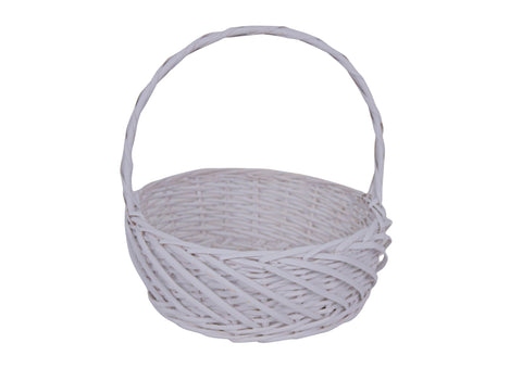 Set 4 Cosuri din Rachita Forma Rotunda Alb