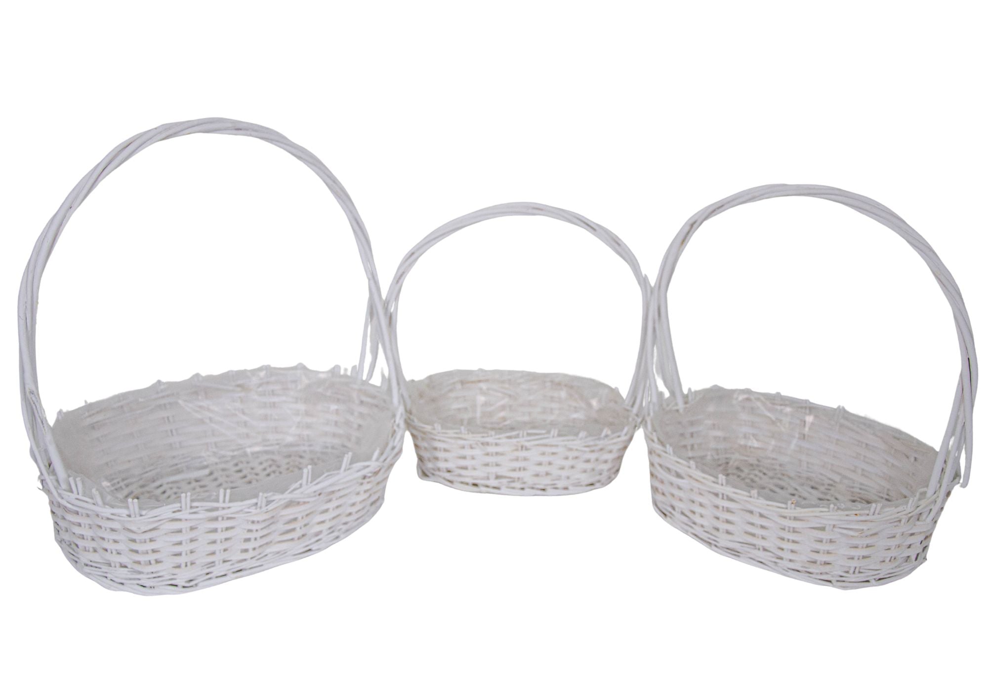Set 3 Cosuri din Rachita Forma Ovala Alb