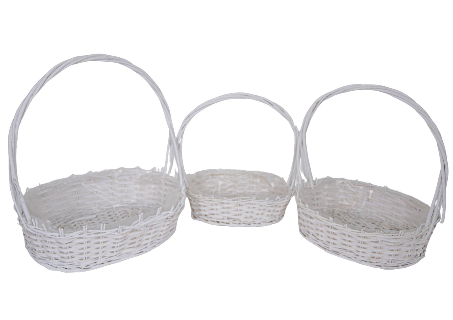 Set 3 Cosuri din Rachita Forma Ovala Alb