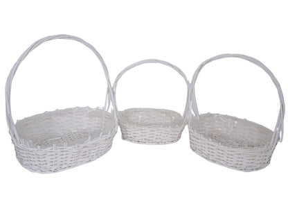 Set 3 Cosuri din Rachita Forma Ovala Alb