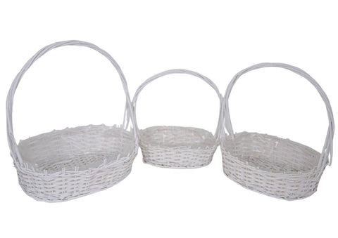 Set 3 Cosuri din Rachita Forma Ovala Alb