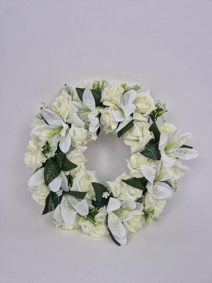 Coronita cu Flori  Trandafiri /Crin 38cm