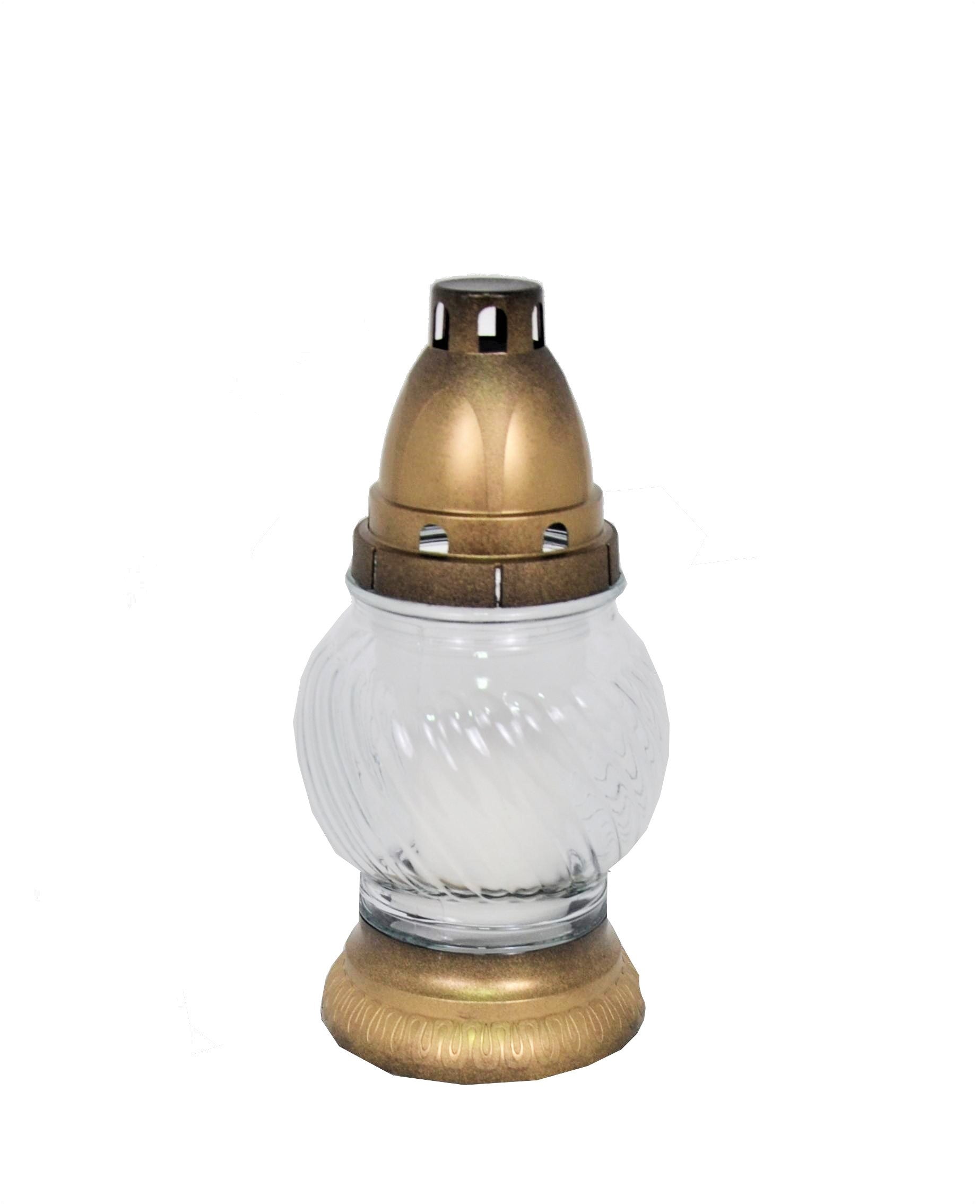 Candela din Sticla cu Lumanare Aurie