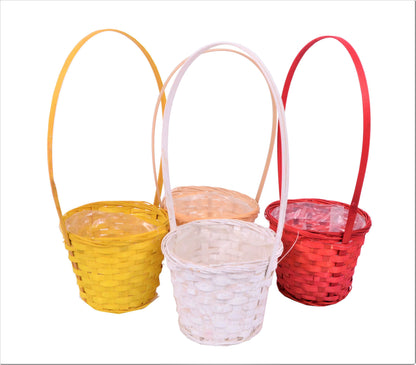 Cos bambus, mare, rotund cu o toarta