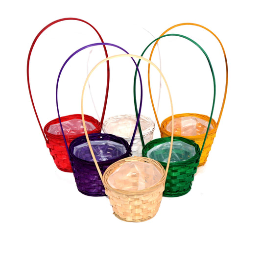 Cos bambus, mic, rotund cu o toarta H 9