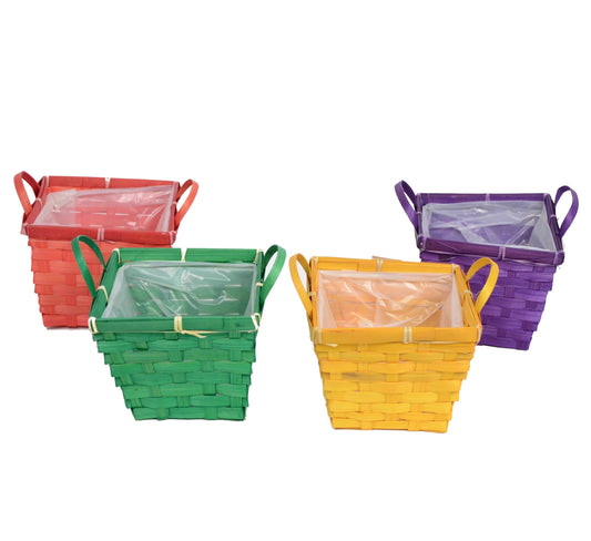 Cos bambus, patrat cu doua toarte H 12