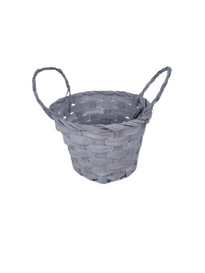 Cos din nuiele de lemn rotund cu doua toarte