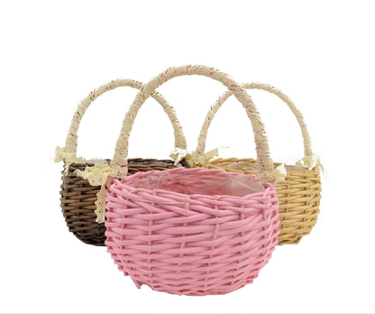 Cos din rachita rotund cu o toarta