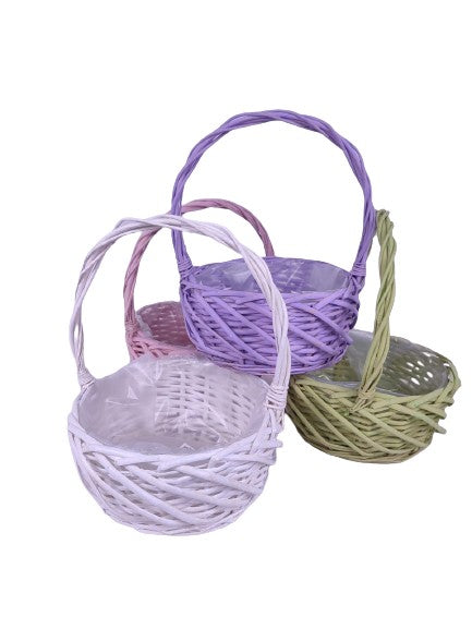 Cos din rachita rotund cu o toarta