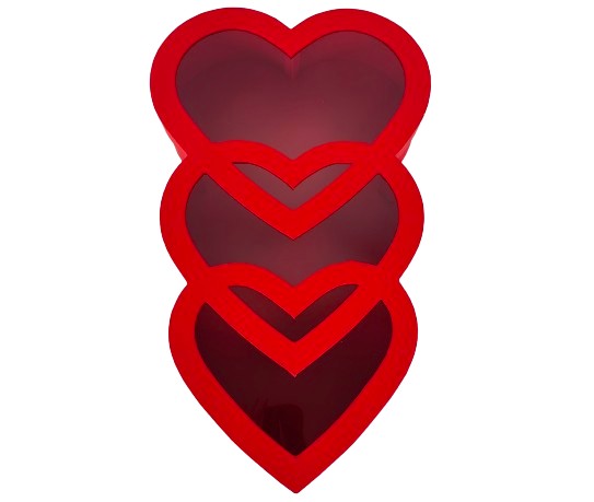 Cutie 3 Inimi Uni cu Capac Transparent D47.5x28.5 H25 cm