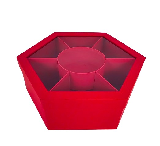 Cutie hexagonala cu separatoare si capac tansparent