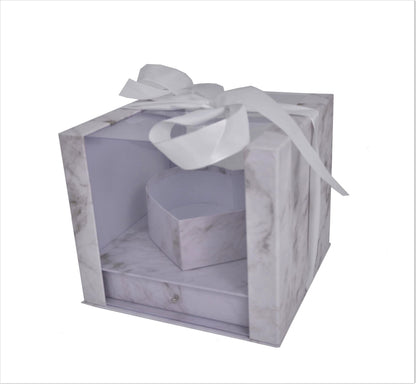 Cutie Patrata cu Suport Inima Capac Transparent si Sertar L24x24 H21 cm