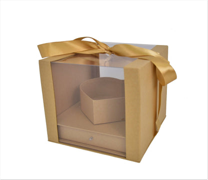 Cutie Patrata cu Suport Inima Capac Transparent si Sertar L24x24 H21 cm