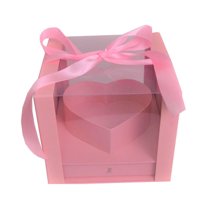Cutie Patrata cu Suport Inima Capac Transparent si Sertar L24x24 H21 cm
