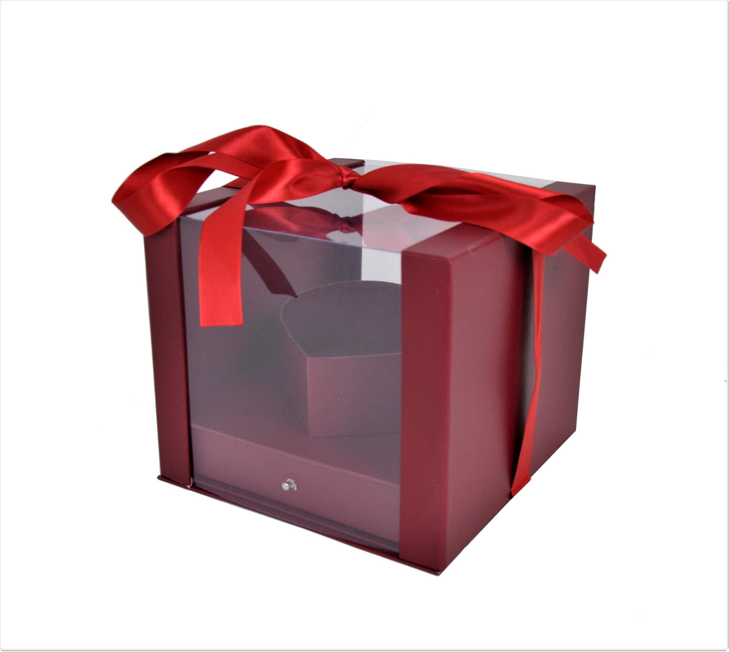 Cutie Patrata cu Suport Inima Capac Transparent si Sertar L24x24 H21 cm