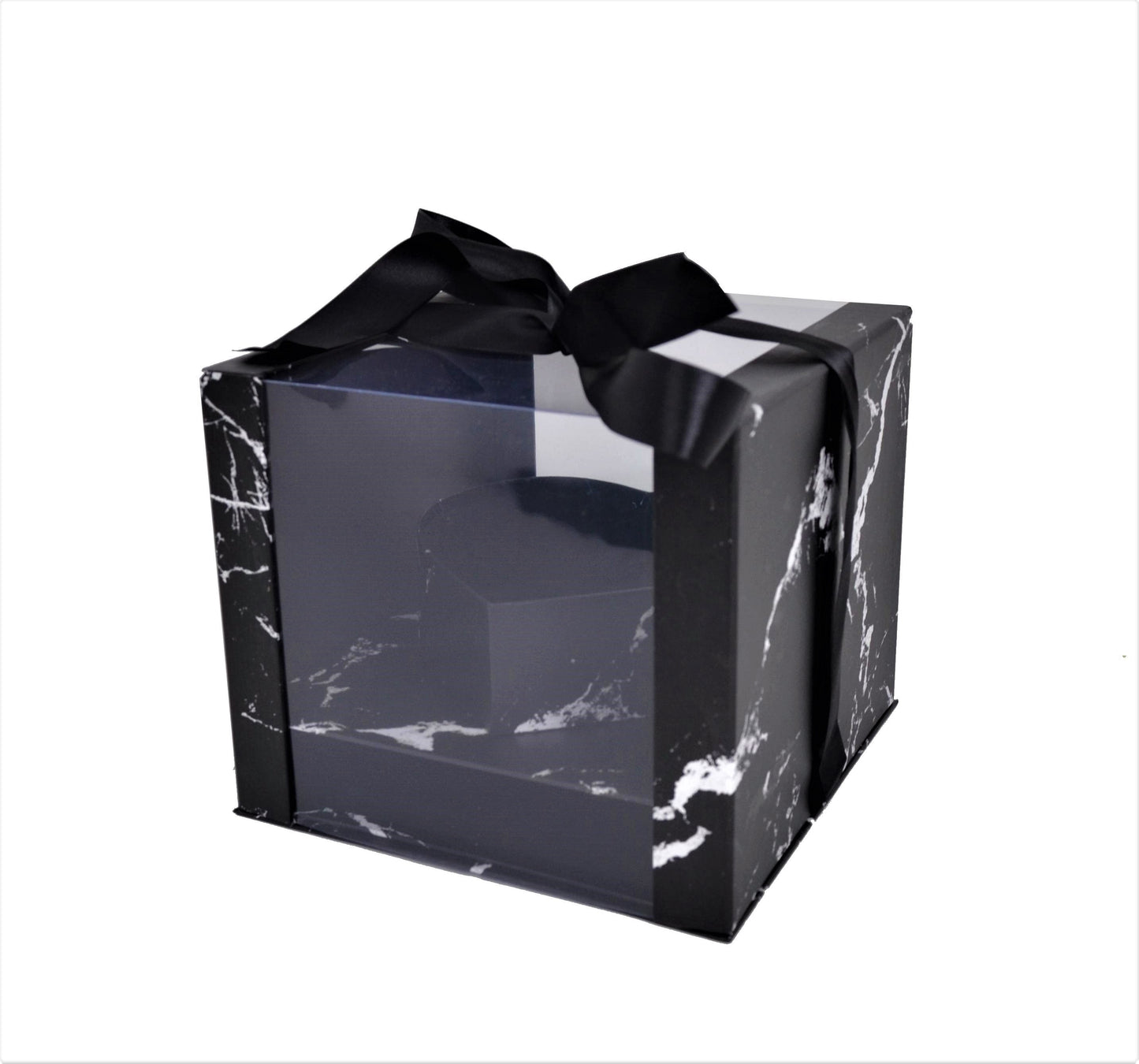 Cutie Patrata cu Suport Inima Capac Transparent si Sertar L24x24 H21 cm