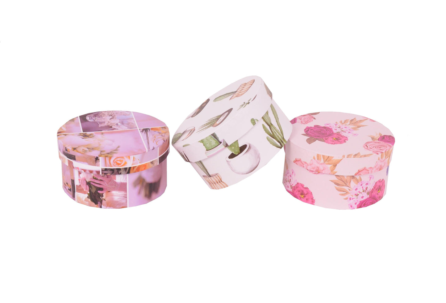 Cutie Rotunda cu Imprimeu Foto pentru Flori D14 x H7 cm