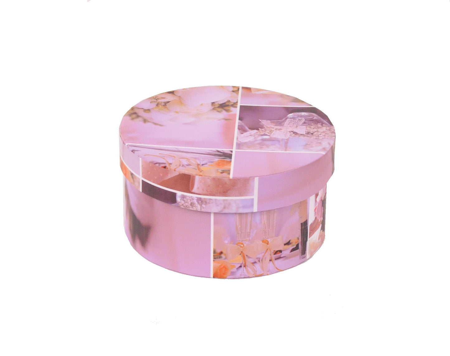 Cutie Rotunda cu Imprimeu Foto pentru Flori D14 x H7 cm