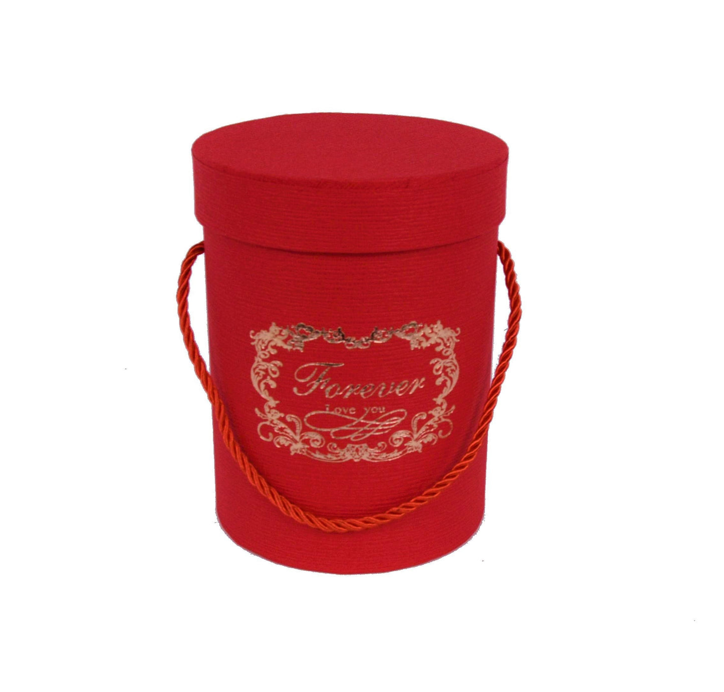 Cutie rotunda uni cu inscriptie Rosu