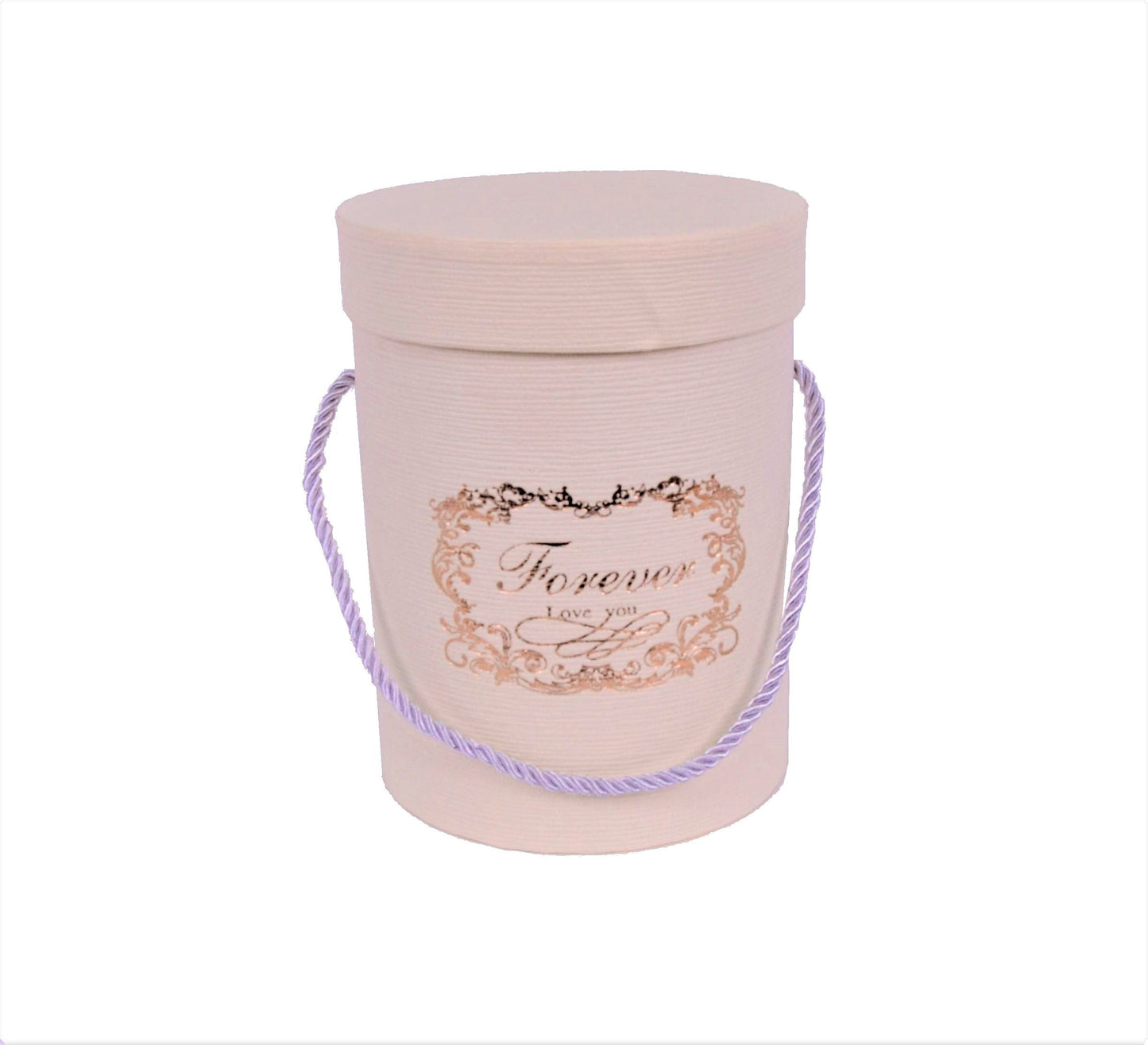 Cutie rotunda uni cu inscriptie Bej