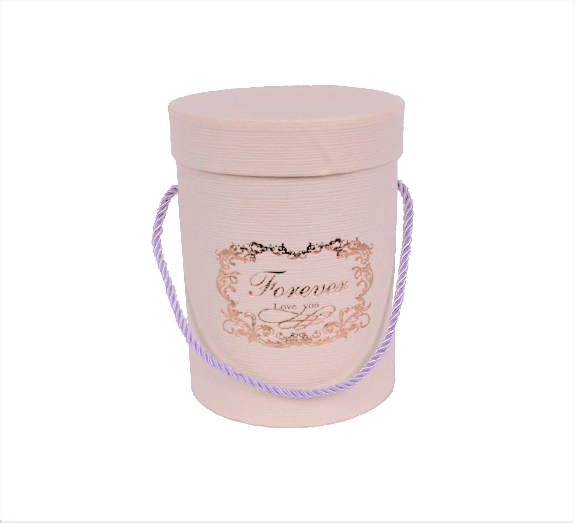 Cutie rotunda uni cu inscriptie Bej