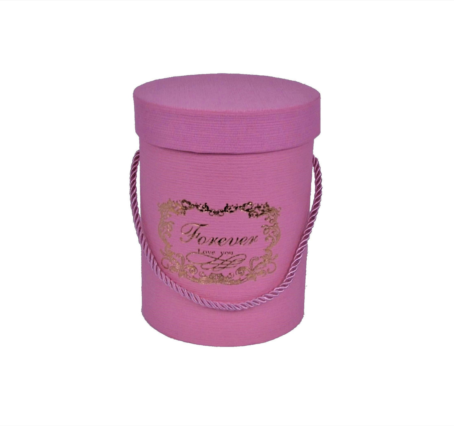 Cutie rotunda uni cu inscriptie Roz