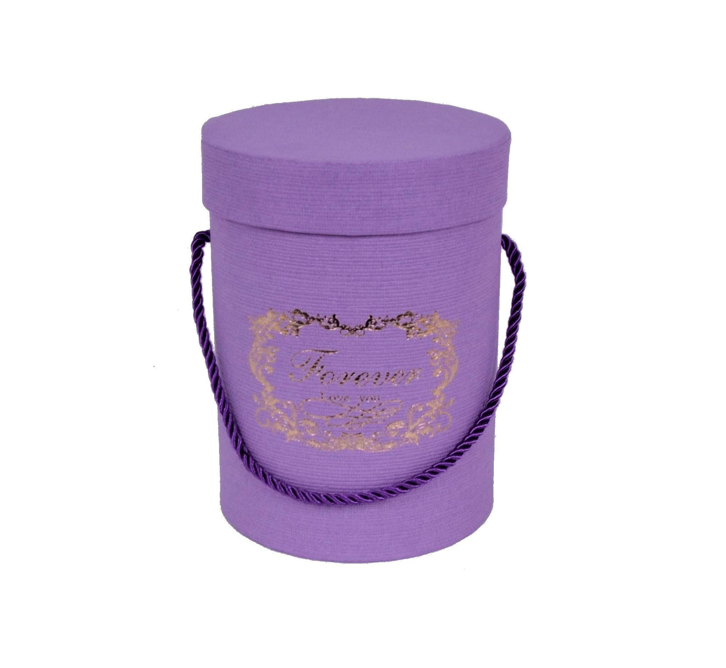 Cutie rotunda uni cu inscriptie Mov