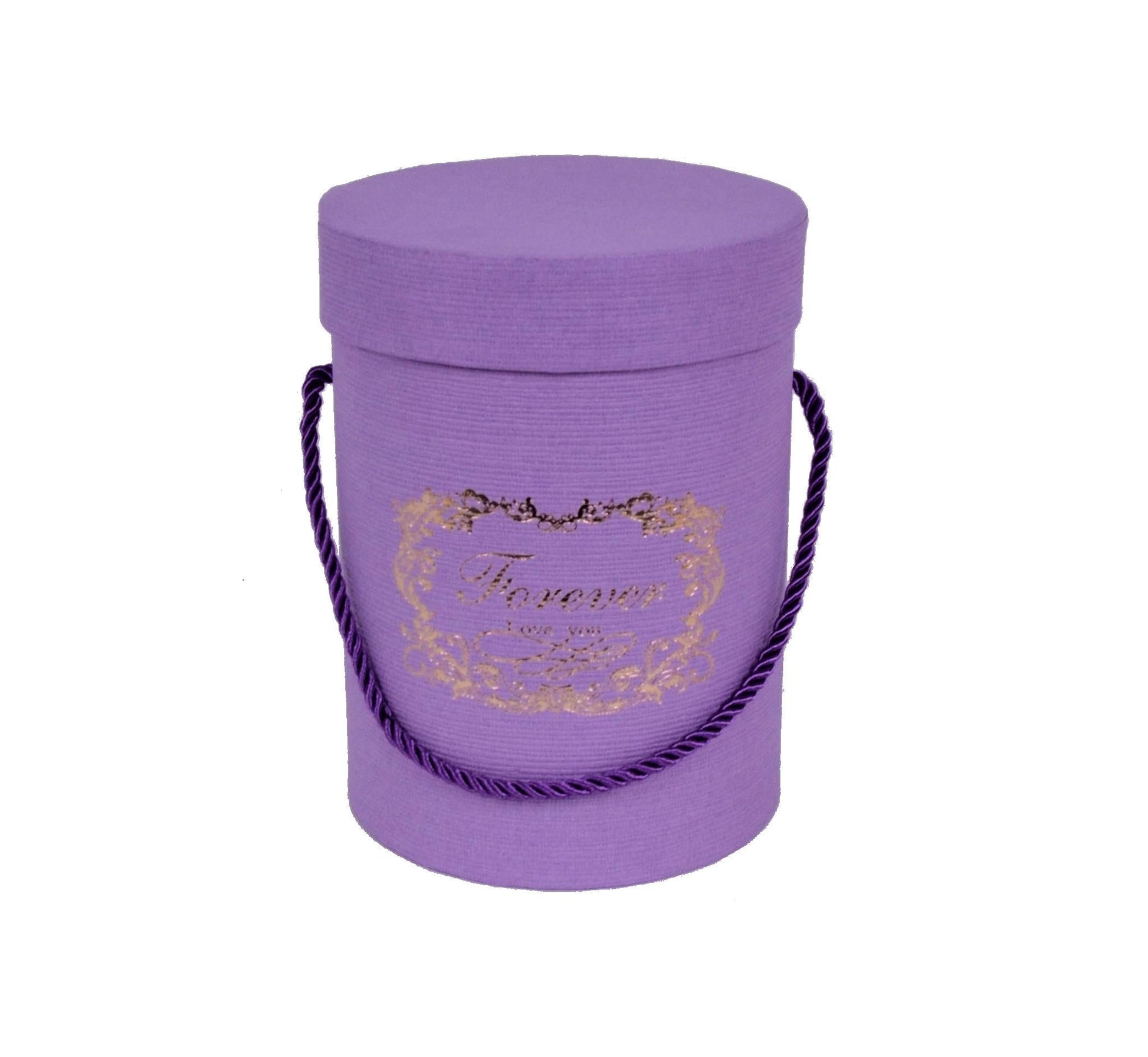 Cutie rotunda uni cu inscriptie Mov