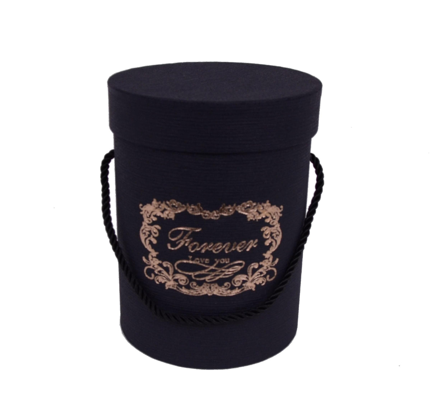 Cutie rotunda uni cu inscriptie Negru