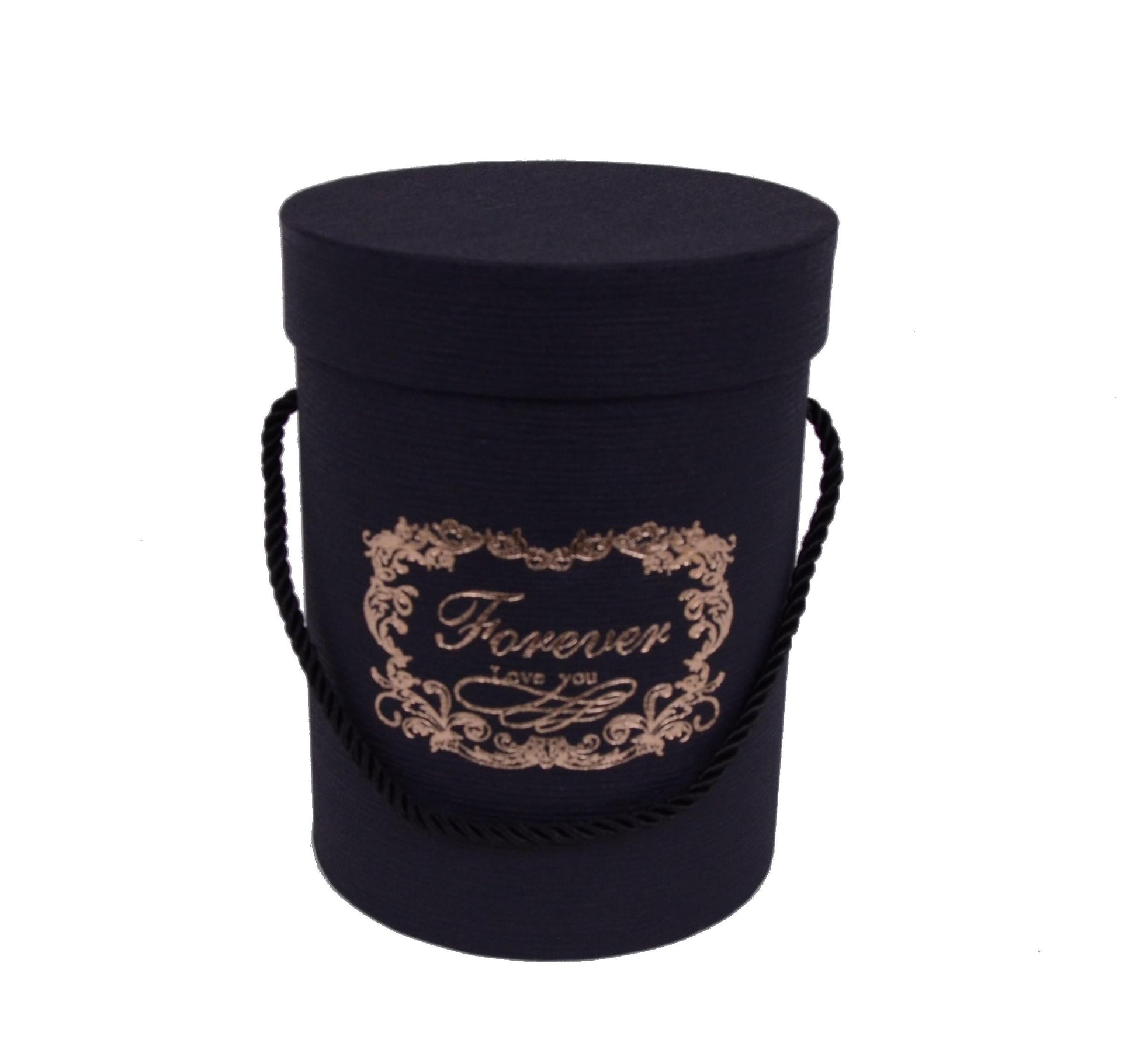 Cutie rotunda uni cu inscriptie Negru