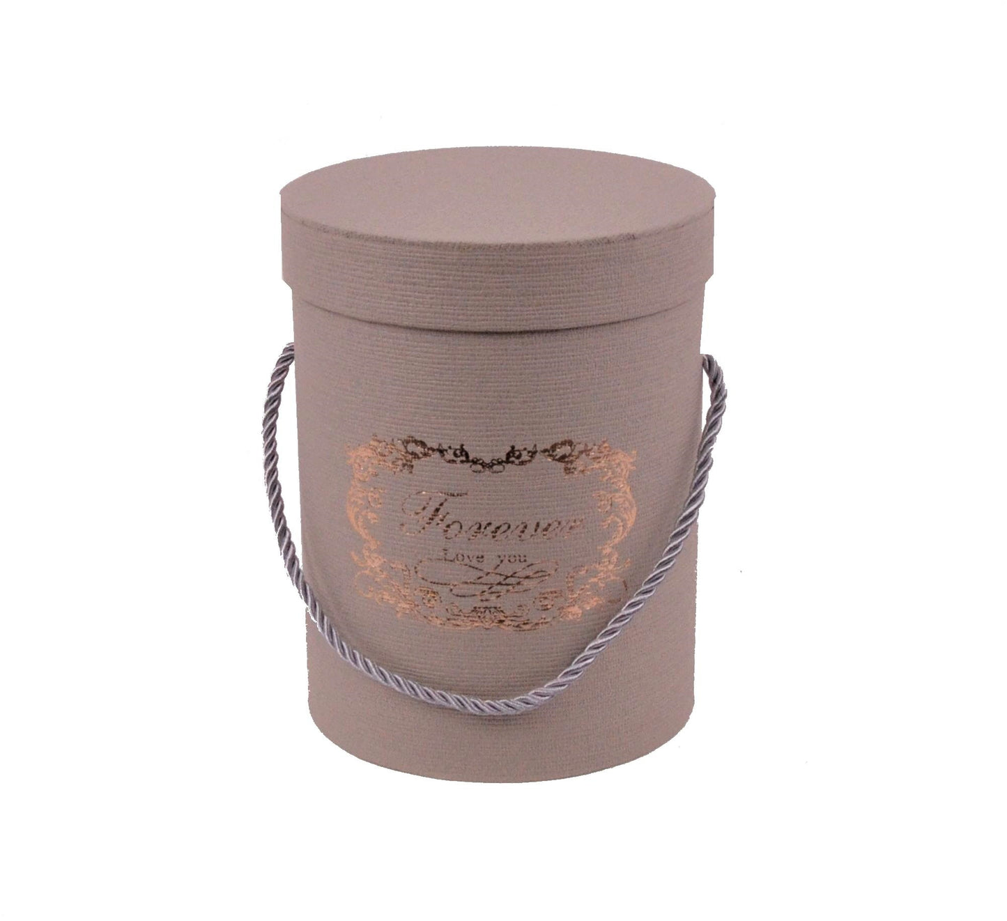 Cutie rotunda uni cu inscriptie Gri