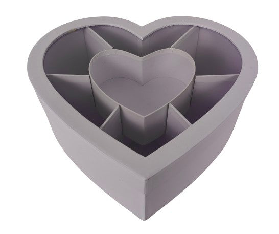 Cutie Tip Inima cu Separatoare si Capac Transparent D30x27.5 H11 cm