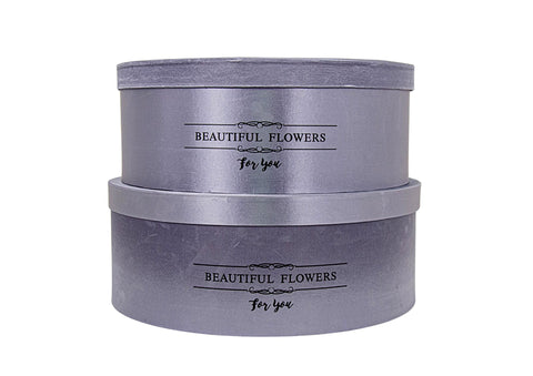 Set doua cutii rotunde satinate uni cu inscriptie